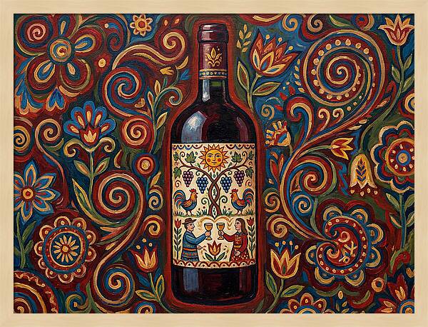 Folk Art Wine Bottle