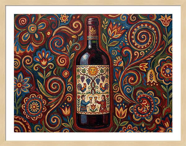 Folk Art Wine Bottle