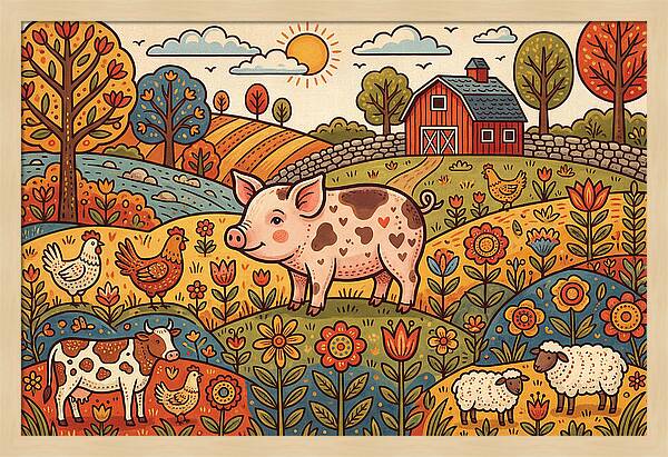 Folk Farmyard Scene