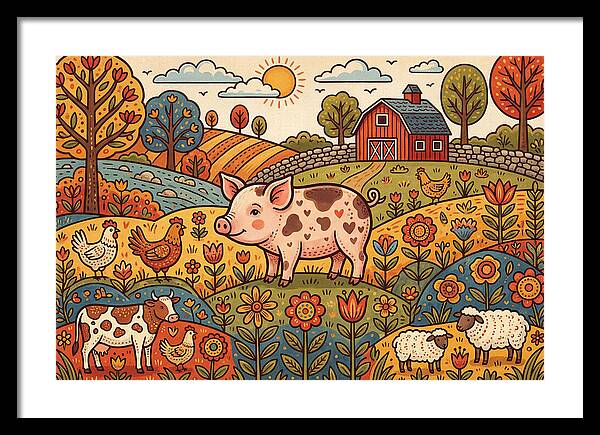 Folk Farmyard Scene