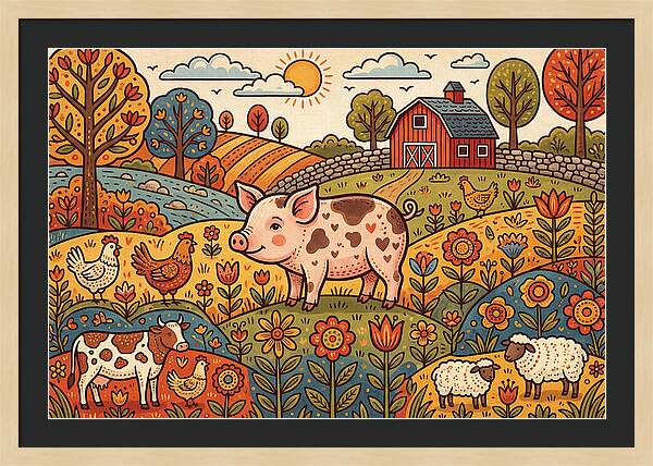 Folk Farmyard Scene