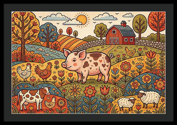 Folk Farmyard Scene