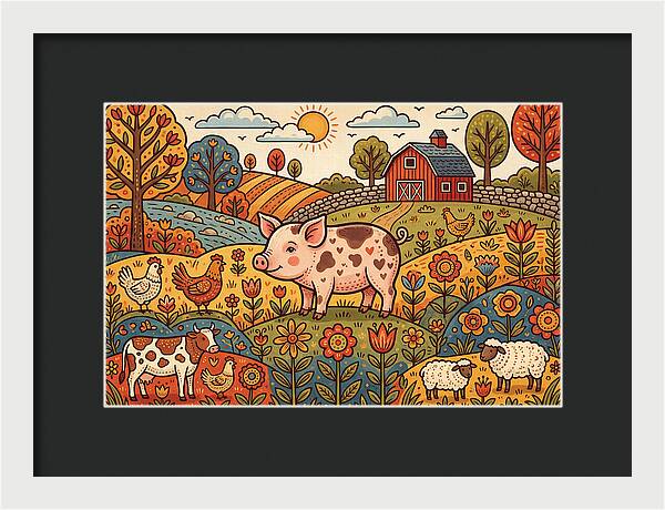Folk Farmyard Scene
