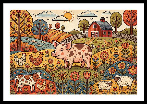 Folk Farmyard Scene