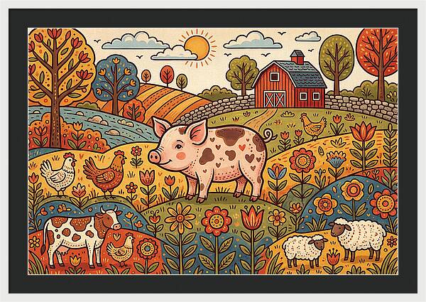 Folk Farmyard Scene