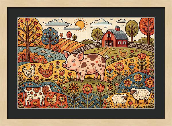 Folk Farmyard Scene