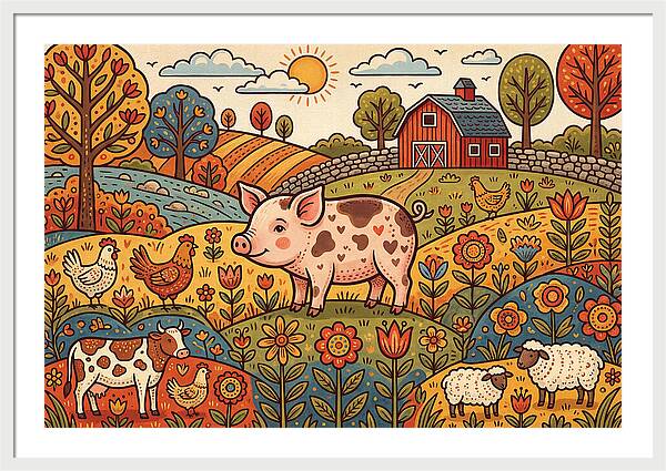 Folk Farmyard Scene
