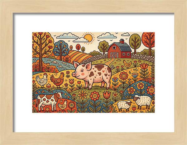 Folk Farmyard Scene