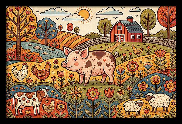 Folk Farmyard Scene
