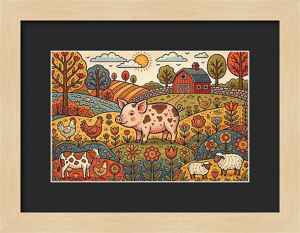 Folk Farmyard Scene