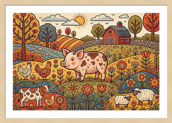 Folk Farmyard Scene