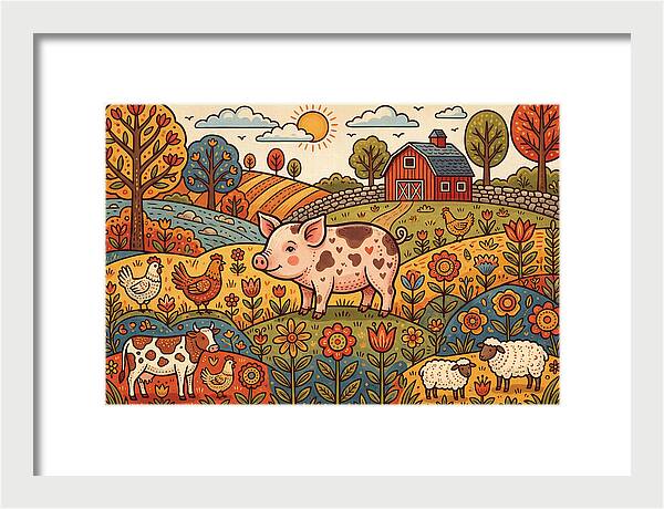 Folk Farmyard Scene
