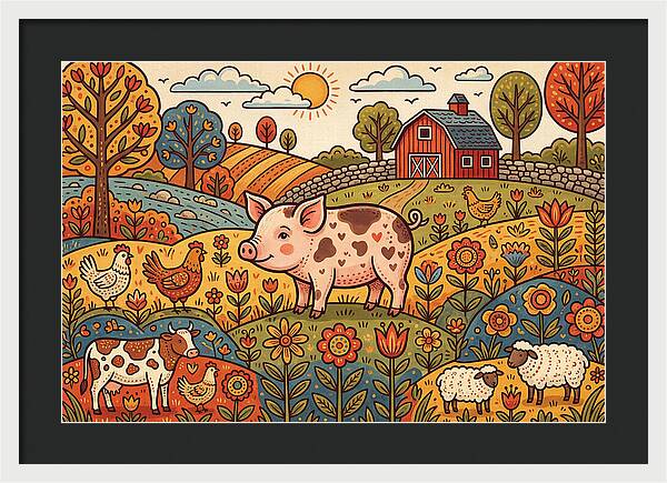 Folk Farmyard Scene