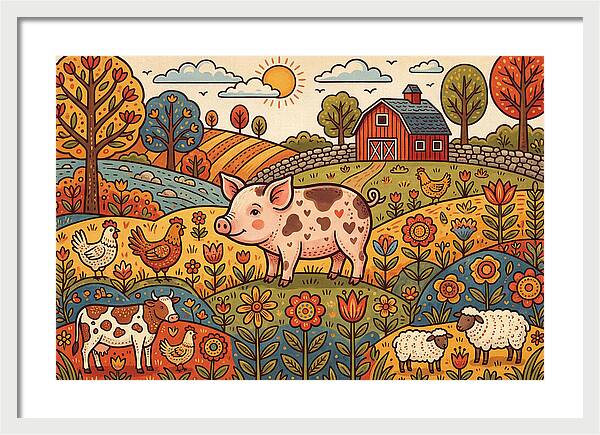 Folk Farmyard Scene