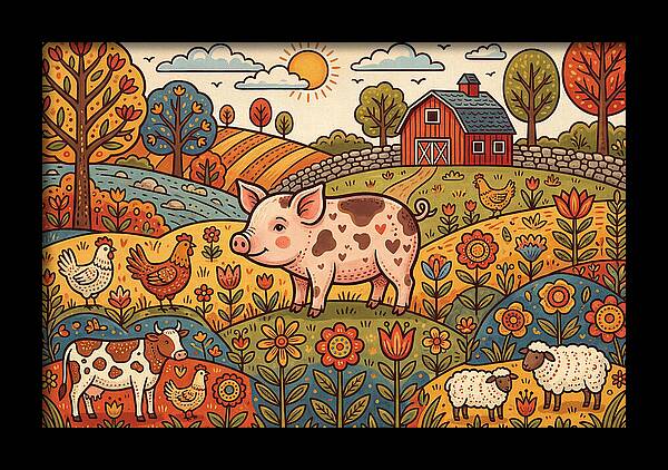 Folk Farmyard Scene