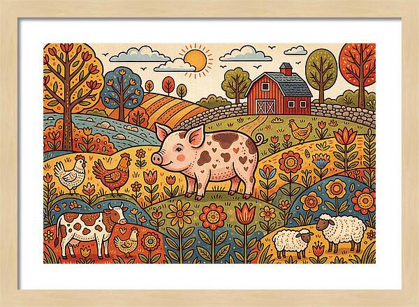 Folk Farmyard Scene