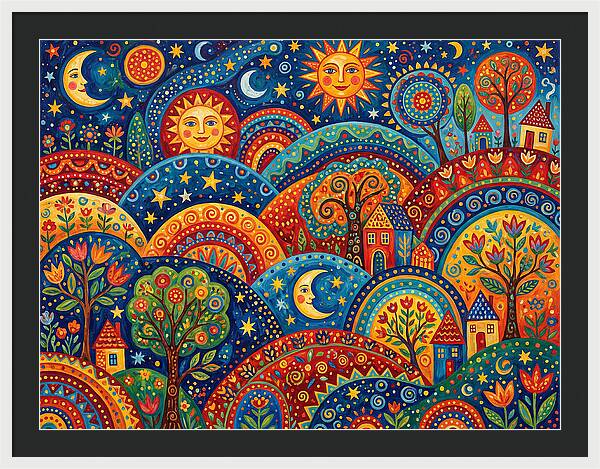 Folk Landscape Under Stars