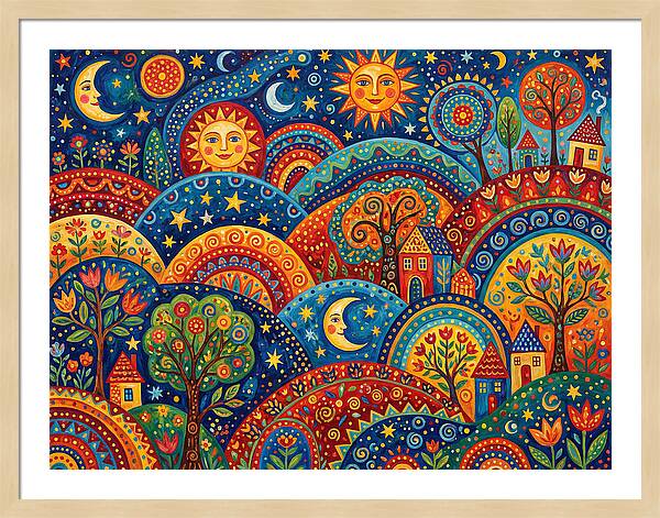Folk Landscape Under Stars