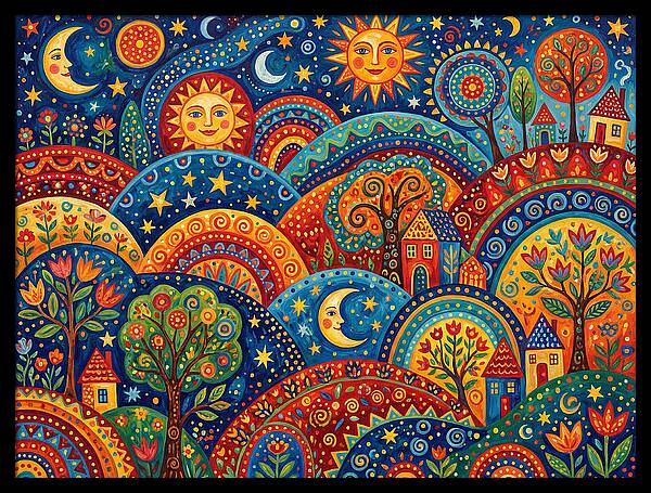 Folk Landscape Under Stars