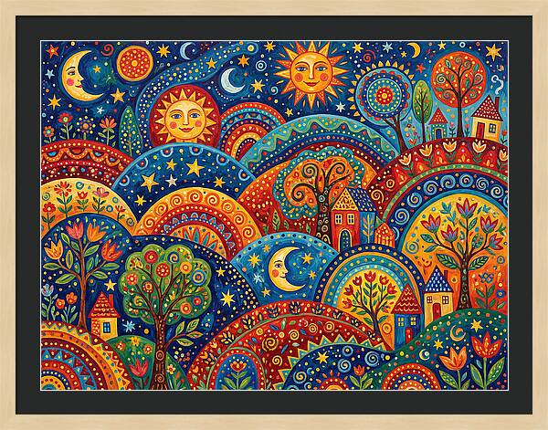 Folk Landscape Under Stars