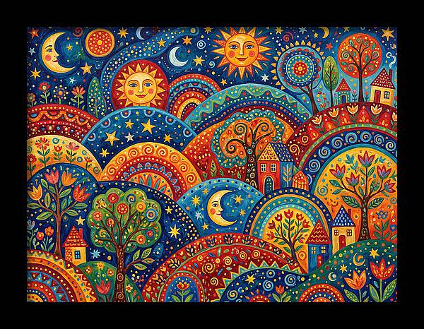 Folk Landscape Under Stars