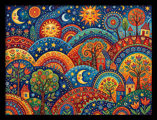 Folk Landscape Under Stars