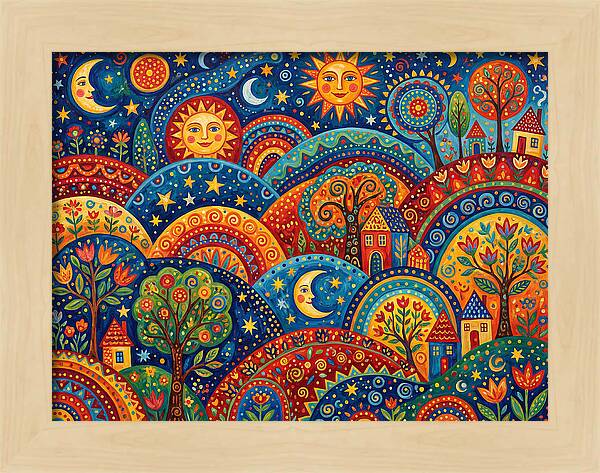 Folk Landscape Under Stars