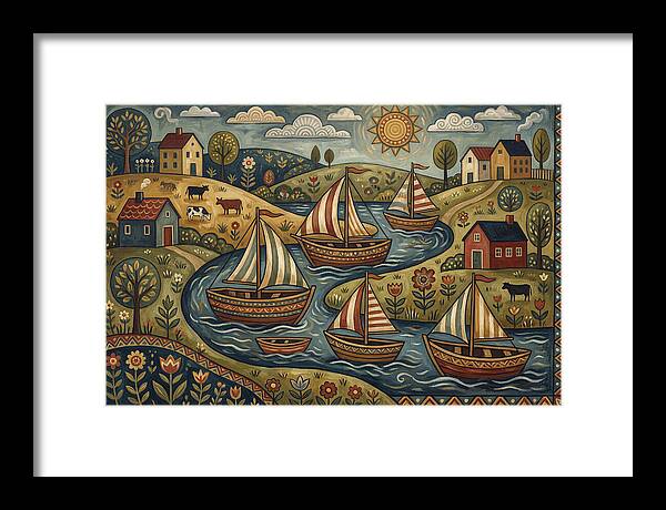 Folk Landscape With Boats