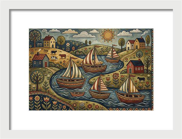 Folk Landscape With Boats