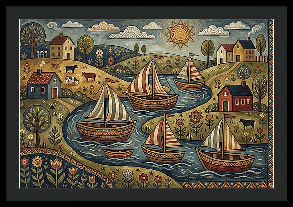 Folk Landscape With Boats