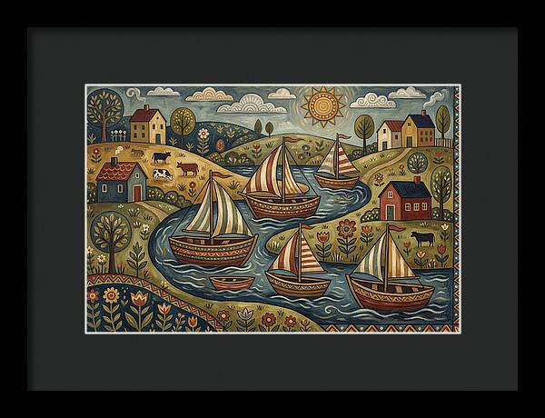 Folk Landscape With Boats