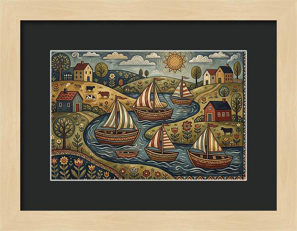 Folk Landscape With Boats