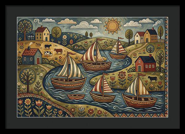 Folk Landscape With Boats