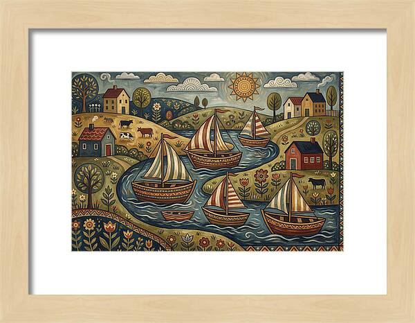 Folk Landscape With Boats