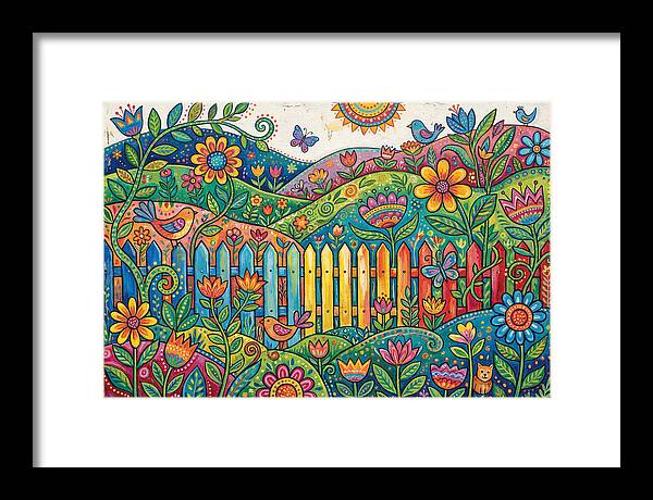 Folk Landscape With Colorful Fence
