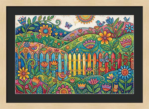 Folk Landscape With Colorful Fence
