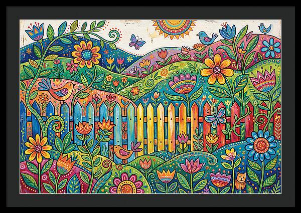 Folk Landscape With Colorful Fence