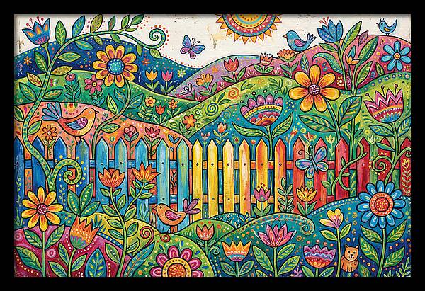 Folk Landscape With Colorful Fence