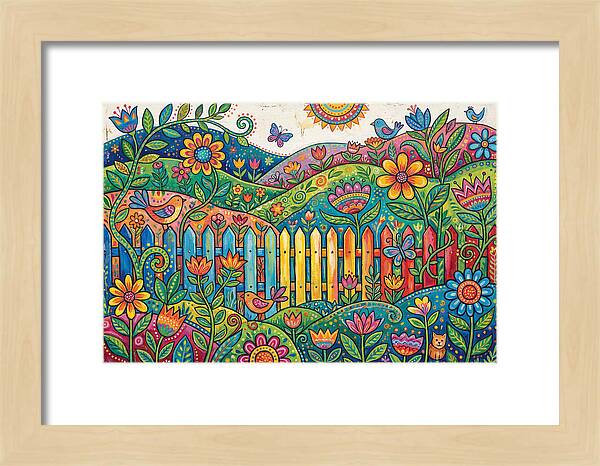 Folk Landscape With Colorful Fence