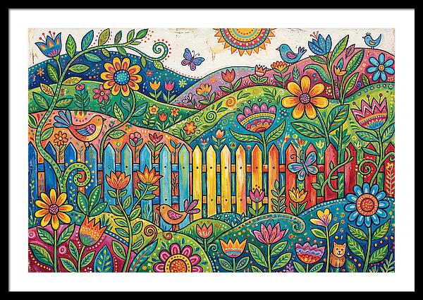 Folk Landscape With Colorful Fence