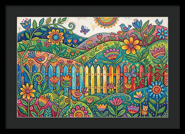 Folk Landscape With Colorful Fence