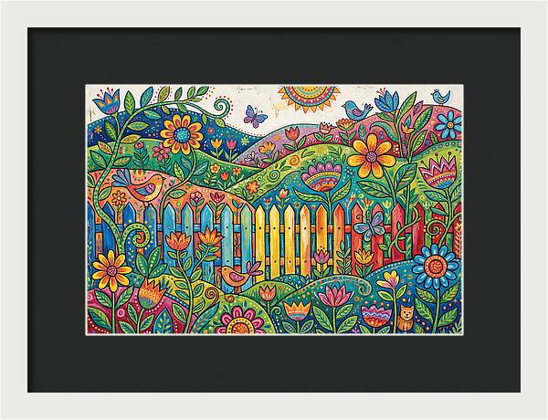 Folk Landscape With Colorful Fence