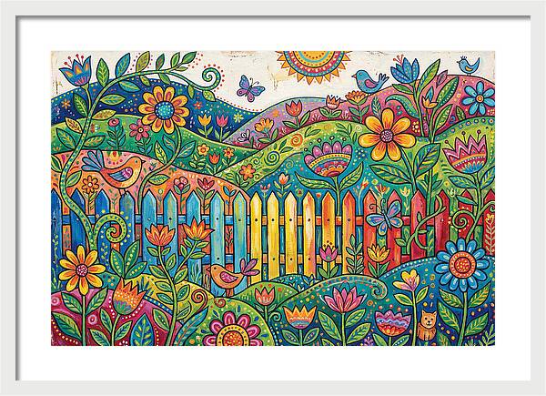 Folk Landscape With Colorful Fence