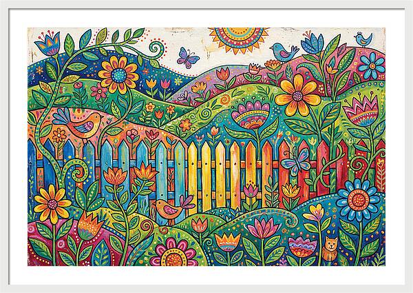 Folk Landscape With Colorful Fence