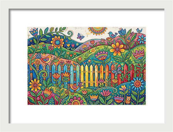 Folk Landscape With Colorful Fence