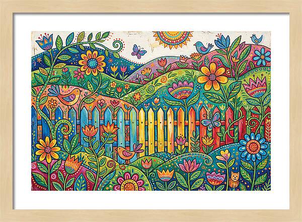 Folk Landscape With Colorful Fence