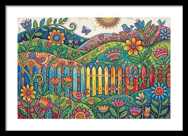 Folk Landscape With Colorful Fence