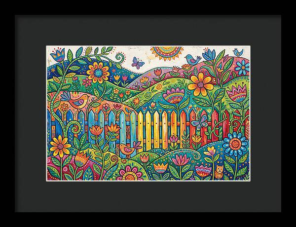 Folk Landscape With Colorful Fence