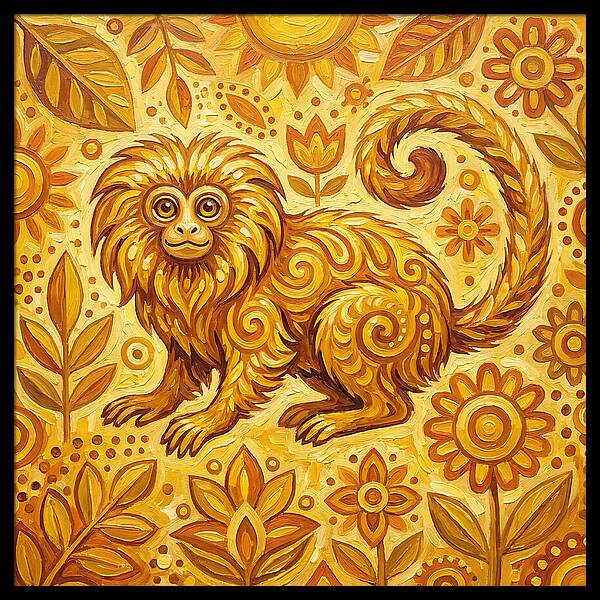 Folk Tamarin In Golden Hues