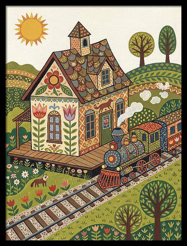Folk Train Station Scene